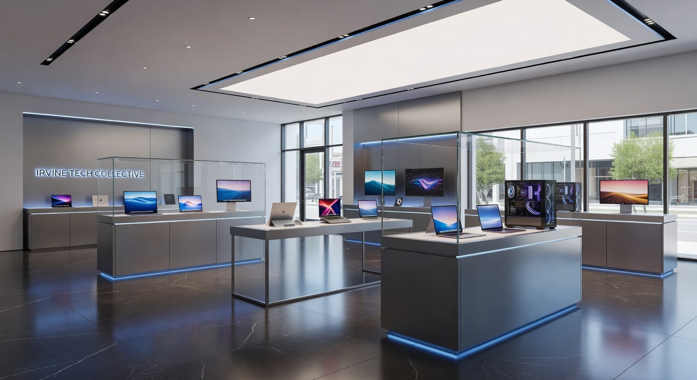 Inside California Tech Center with modern displays and service counter